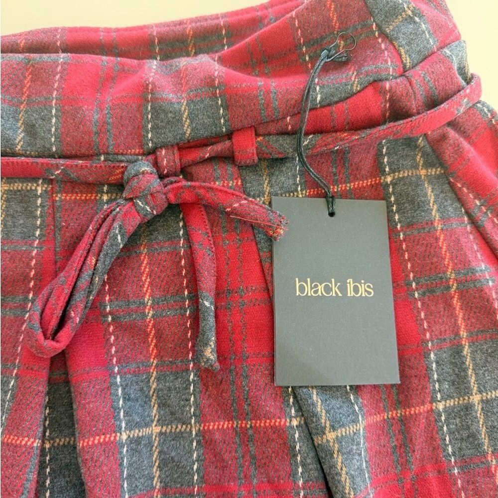 NWT Black Ibis Red & Black Plaid Pleated Skirt Skort Preppy Chic Womens Size L - Picture 3 of 7